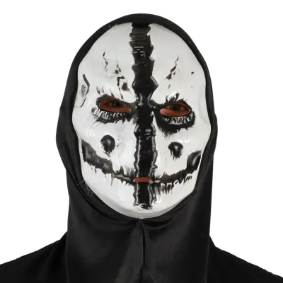Demon Mask med Huva Svart/Vit - One size