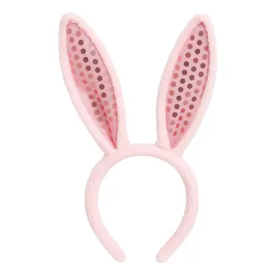 Diadem Kaninöron Rosa Glitter