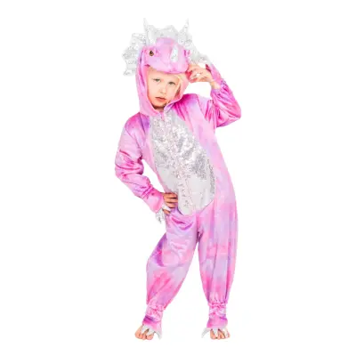 Disco Dinosaurie Rosa Jumpsuit Barn Maskeraddräkt - Small