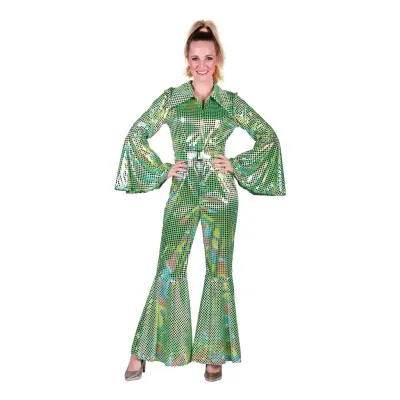 Disco Jumpsuit Grön/Färgskimrande Maskeraddräkt - Medium