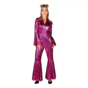 Disco Jumpsuit Rosa Deluxe Maskeraddräkt - Large