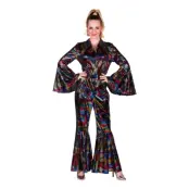 Disco Jumpsuit Svart/Färgskimrande Maskeraddräkt - XX-Large