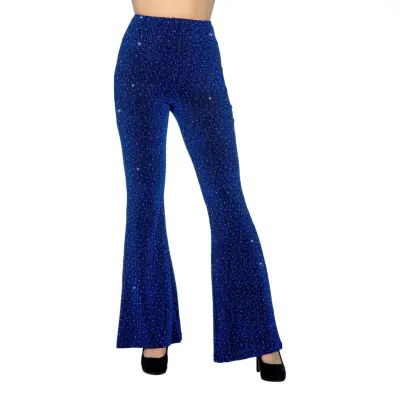Discobyxor Utsvängda Glitter Blå Dam - X-Large