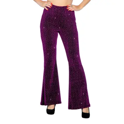 Discobyxor Utsvängda Glitter Mörkrosa Dam - Small