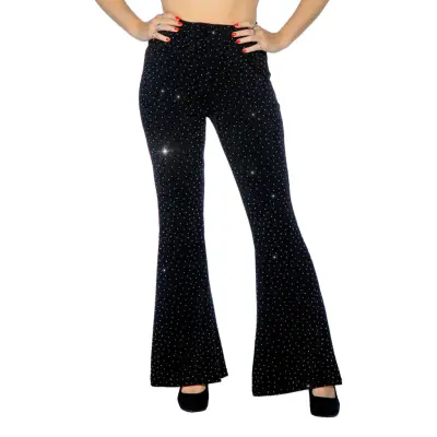 Discobyxor Utsvängda Glitter Svart Dam - Small