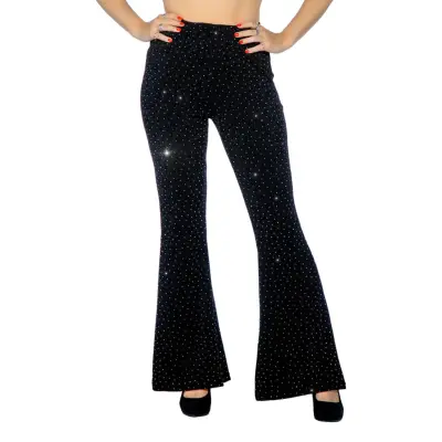 Discobyxor Utsvängda Glitter Svart Dam - X-Large