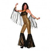 Discodrottning Guld Jumpsuit Maskeraddräkt - One size