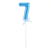 Tårtdekoration Siffra Blå med Rosett - Siffra 7