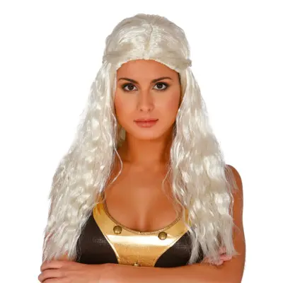 Drakdrottning Vit Lång Peruk - One size