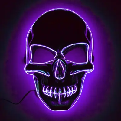 El Wire Skull LED Mask - Lila