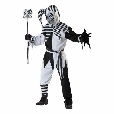 Elak Gycklare Svart/Vit Maskeraddräkt - Large