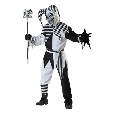 Elak Gycklare Svart/Vit Maskeraddräkt - X-Large