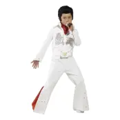 Elvis Vit/Röd Barn Maskeraddräkt - Large