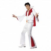 Elvis Vit/Röd Maskeraddräkt - Large