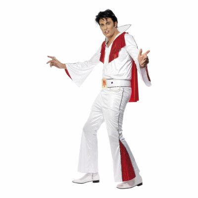 Elvis Vit/Röd Maskeraddräkt - Large