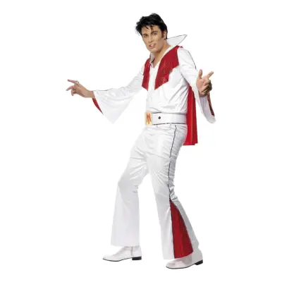 Elvis Vit/Röd Maskeraddräkt - Medium