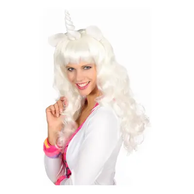 Enhörningsperuk med Öron Vit - One size