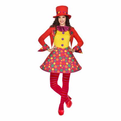 Färgglad Clown Klänning Maskeraddräkt - Medium/Large