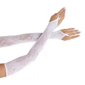 Fingerlösa Spetshandskar Vita Långa Deluxe - One size