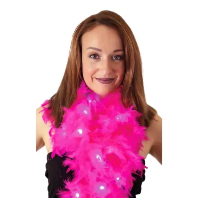 Fjäderboa Rosa med LED-lampor