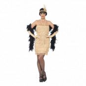 Flapper Guld Kort Maskeraddräkt - XX-Large