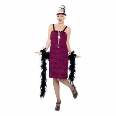 Flapper Vinröd Maskeraddräkt - Small