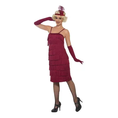 Flapper Mörkröd Lång Maskeraddräkt - Large