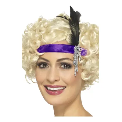 Flapper Pannband Lila med Fjäder - One size