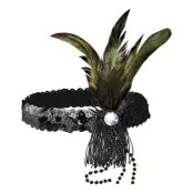Flapper Pannband med Fjädrar Svart