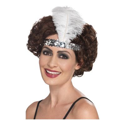 Flapper Pannband med Vit Fjäder - One size