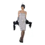 Flapper Silver Lång Maskeraddräkt - Large