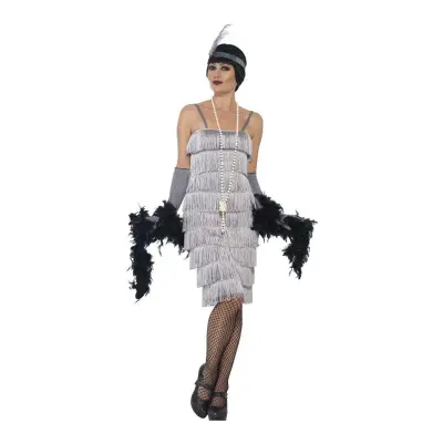 Flapper Silver Lång Maskeraddräkt - Large