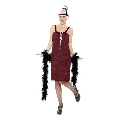 Flapper Vinröd Maskeraddräkt - Plus size