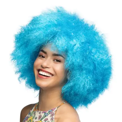 Fluffig Neonblå Peruk - One size
