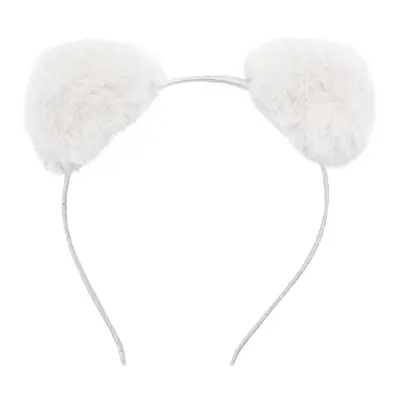 Fluffigt LED Diadem med Öron - Vita