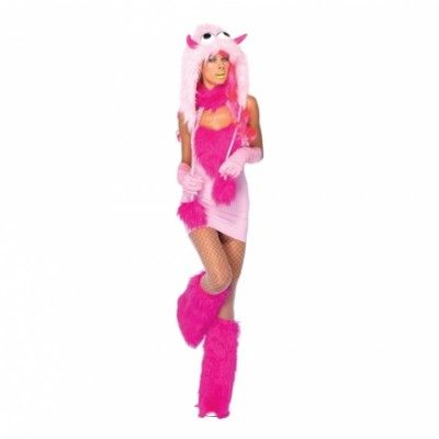 Fluffigt Monster Rosa Maskeraddräkt