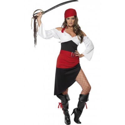 Fräck Tjejpirat Kostym med kjol S