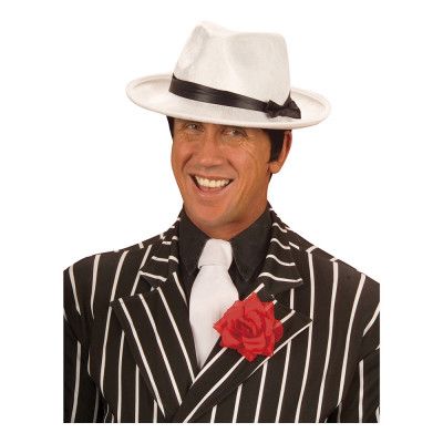 Gangsterhatt Vit med Svart Band