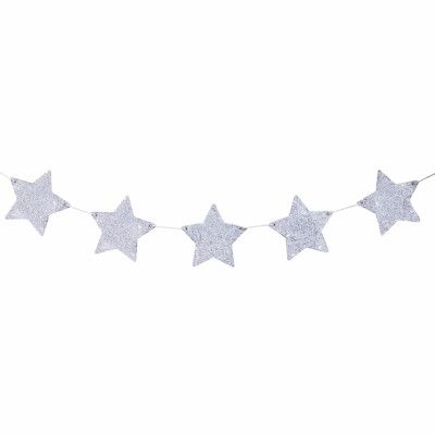 Girlang Stora Glitterstjärnor Silver
