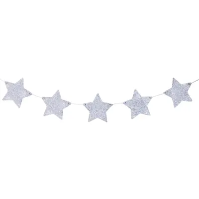 Girlang Stora Glitterstjärnor Silver