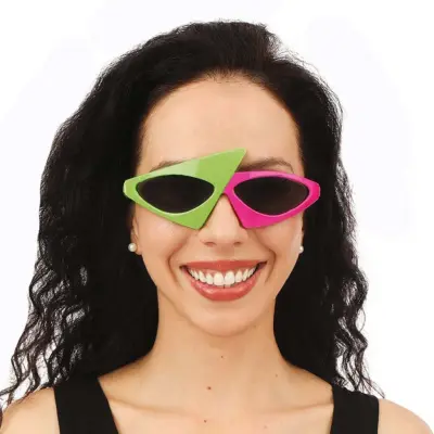 Glasögon 80's Asymmetriska Rosa/Grön