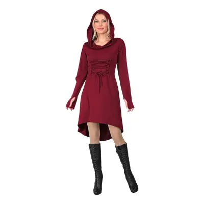 Gotisk Klänning med Huva Röd Maskeraddräkt - Small