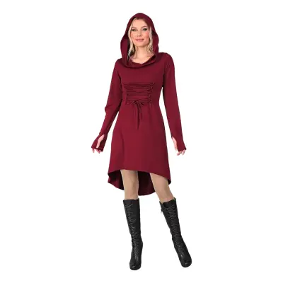 Gotisk Klänning med Huva Röd Maskeraddräkt - X-Large