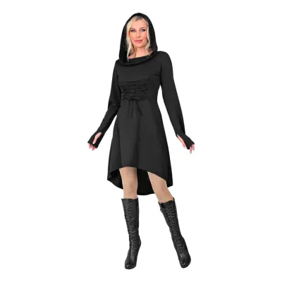 Gotisk Klänning med Huva Svart Maskeraddräkt - Medium