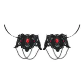 Gotiska Manschetter med Röda Stenar - 2-pack