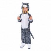 Grå Katt Onesie Barn Maskeraddräkt - X-Large