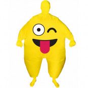 Gult Cheeky Emoji Oppblåsbart Kostyme
