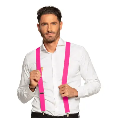 Hängslen Neonrosa
