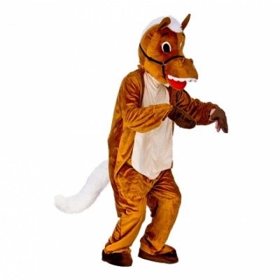 Hästmaskot med Vit Man Maskeraddräkt - One size