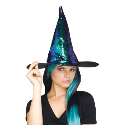 Häxhatt med Färgskiftande Paljetter - Blå